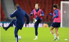  ?? Photograph: Steve Welsh/PA ?? Rachel Corsie (centre) has said wearing the Scotland jersey is her team’s only motivation.