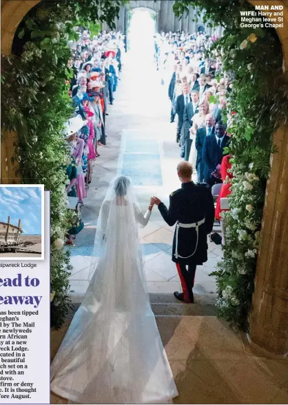  ??  ?? mAN AND WIFe: Harry and Meghan leave St George’s Chapel