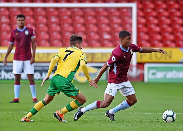  ?? PICTURE: Iain Findlay ?? Callum Rowe in action for Aston Villa’s U23s against Norwich City