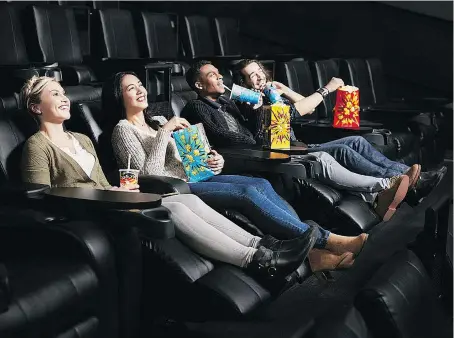  ?? COURTESY OF CINEPLEX ?? A Cineplex promotiona­l photo shows what the new movie theatre seats will look like in the Devonshire Mall. Cineplex has announced plans to upgrade all its theatres at that location with the adjustable luxury recliners. The changeover will be done in...