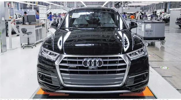  ??  ?? Hat Audi den Spritverbr­auch auf dem Motorenprü­fstand mittels illegaler Software gesenkt? Das Bild zeigt einen Q5 in der neuen Fabrik in San Jose Chiapa in Mexiko