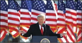  ?? ASSOCIATED PRESS ?? President Donald Trump speaks to a crowd before boarding Air Force One at Andrews Air Force Base, Md. in this Jan. 20 file photo.