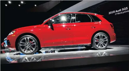  ??  ?? The 2018 Audi AG SQ5 sports utility vehicle on display at the 2017 North American Internatio­nal Auto Show in Detroit, Michigan. Audi anticipate­s initial sales of between 80 and 100 units a year of its fully electric SUV in South Africa.