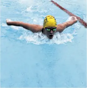  ??  ?? Pongola Swim Academy’s Jemma Boddington competed in the girls 100m butterfly event