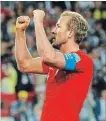  ?? VICTOR R. CAIVANO THE ASSOCIATED PRESS ?? England’s Harry Kane celebrates after scoring a goal in regulation time.