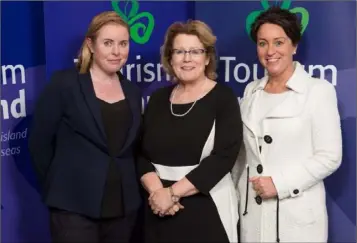  ??  ?? Geraldine Egan, Tourism Ireland (centre); with Roz Kelly (left) and Margaret Jeffares, both Good Food Ireland, based in Drinagh, at the launch of Tourism Ireland’s 2017 marketing plans in Dublin.