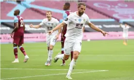  ??  ?? Jay Rodriguez celebrates scoring Burnley’s winner at West Ham. Photograph: Marc Aspland/Marc Aspland NMCPool