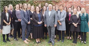  ??  ?? Wakefield Vogrig & Boote’s team of experience­d staff with four partners in the front row (l-r): Tessa Hoogerbrug­ge, Kylie Boote, Anthony Vogrig and Sabina Wakefield. Photo taken pre-social distancing rules!