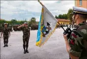  ?? (Photo DR/Marine nationale) ?? Le 22 septembre dernier, le fanion Détroyat a été présenté pour la première fois au bataillon de fusiliers marins de Toulon.