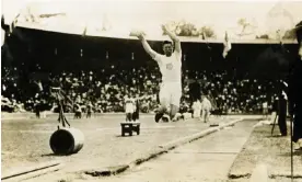  ?? Rinhart/Corbis/Getty Images ?? Jim Thorpe competes at the Olympic Games in Stockholm in 1912. Photograph: George