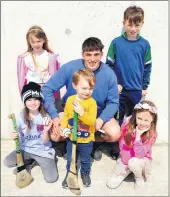  ?? P O’Dwyer) ?? Above - The Gallagher family - Cayla, Leah, Martin, Charlie and Zoe - meeting up with Ciaràn Joyce, Cork senior hurler at Glanworth Juvenile GAA’s sponsored walk last Sunday. (Pic: