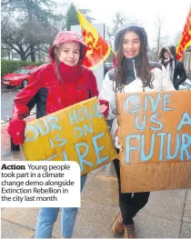  ??  ?? Action Young people took part in a climate change demo alongside Extinction Rebellion in the city last month