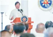  ?? Office of President ?? President Ferdinand Marcos Jr. addresses officials in Manila, Philippine­s, on Wednesday.