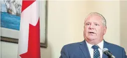  ?? ANDREW FRANCIS WALLACE/TORONTO STAR ?? Doug Ford speaks at the Canadian Forces College on Wednesday. Ford will be sworn in as premier of Ontario today.
