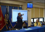  ?? PROVIDED PHOTO ?? Albany County Executive Dan McCoy breaks down the latest COVID-19numbers in Albany County on Tuesday morning.