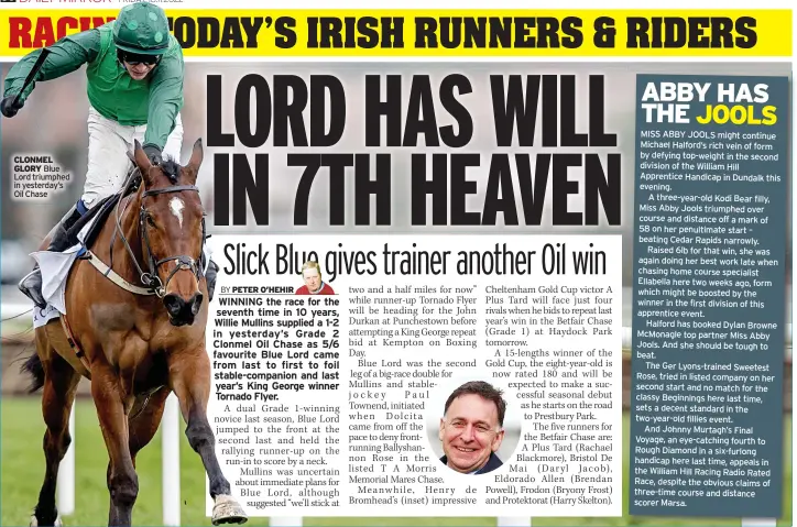  ?? ?? CLONMEL GLORY Blue Lord triumphed in yesterday’s Oil Chase