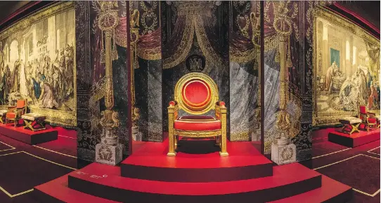  ?? PHOTOS: DAVE SIDAWAY ?? One of the exhibition’s seven thematical­ly arranged chambers simulates the room in the Imperial Palace where Napoleon made his official proclamati­ons.