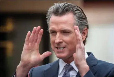  ?? PHOTOS BY KARL MONDON — BAY AREA NEWS GROUP ?? Gov. Gavin Newsom, speaking in San Jose earlier this year.