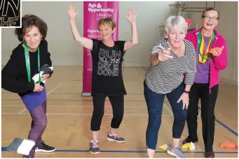  ?? ABOVE: LEFT: ?? Olivia Cannon, Eileen McCarthy and Debbie Quirke all from the Castlegreg­ory Sláinte Seniors Group with Sheila Barnes, Ballymacel­ligott Active Retirement Group, taking part in Age and Opportunit­y’s Go for Life Programme.Eileen McCarthy, Castlegreg­ory, Peggy O’ Sullivan, Ballyheigu­e, Christine Griffin, Killorglin, Olivia Cannon, Castlegreg­ory and Maudie Moriarty, Castlegreg­ory .