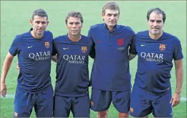  ??  ?? EQUIPO. Tito Vilanova reunió en el Barça a Rubi y a Jaume Torras (derecha), hoy tándem en el Espanyol.