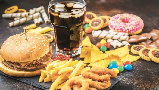  ?? DREAMSTIME ?? Ultra-processed foods, or UPFs, are associated with weight gain. Some examples include carbonated soft drinks, candies, cookies, chicken nuggets and burgers.