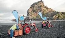  ?? PHOTO: FAIRFAX NZ ?? The Massey Ferguson tractors which began the month-long trek from Piha to Aoraki/Mt Cook yesterday.