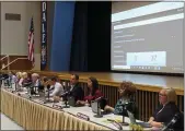  ?? DAN SOKIL MEDIANEWS GROUP ?? North Penn school board members and staff listen to public comments during their Aug. 11 meeting at Penndale Middle School.