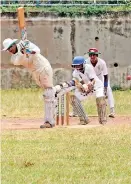  ??  ?? Top scorer of the match Hirusha Jayasooriy­a of Lyceum in action