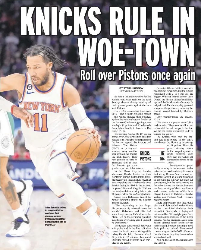 KNICKS RULE IN WOETOWN PressReader
