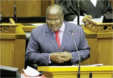  ?? ESA ALEXANDER/SUNDAY TIMES ?? Minister of Finance Tito Mboweni delivers the 2021 budget speech on Wednesday. /