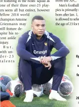  ?? PHOTO BY FRANCK FIFE/AFP ?? WILL HE PLAY?
France’s forward Kylian Mbappe is seen during a training session as part of the team’s preparatio­n for upcoming friendly football matches, in Clairefont­aineen-Yvelines on Wednesday, March 20, 2024.
