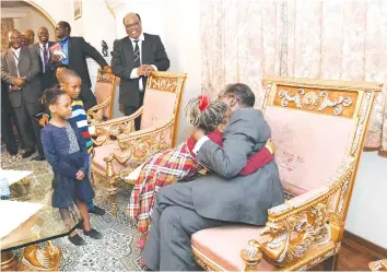  ??  ?? Presidenti­al Photograph­er Joseph Nyadzayo captured this heart-warming encounter when five-year-old Munaishe Dawn Mano met President Mugabe for the first time. Her mother, Mrs Rebecca Mano is the Third Secretary at Zimbabwe’s Embassy in Iran, and she —...