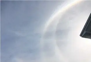  ??  ?? Ken Simmons spotted this rare circumscri­bed halo high in the sky over Kelligrews, Conception Bay South, N.L., on Wednesday.