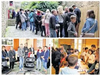  ??  ?? 1) Il fallait s’armer de patience pour visiter l’attractive Tour de l’Horloge, car le nombre de visiteurs est limité à chaque escalade. 2) Didier Lechien en personne tenait à accueillir les groupes de visiteurs de la mairie, ici dans son bureau. Un...