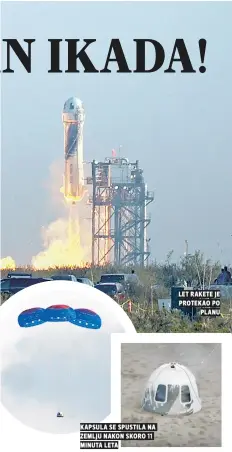  ??  ?? kapsula se spustila na zemlju nakon skoro 11 minuta Leta
Let rakete je protekao po planu