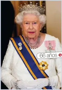  ??  ?? 66 añosen el Trono La Reina, de 92 años, subió al trono en 1952. Lleva 66 años de reinado, lo que convierte a su hijo Carlos en el Heredero más longevo de la historia británica.