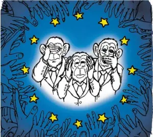  ?? BILD: SN/SBG: KARIKATURE­NPREIS ?? Eine der aktuellen Einreichun­gen im zweiten Jahr des Bestehens: Stewie Wenczels „Drei Affen“.