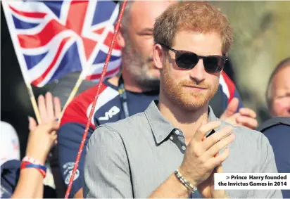  ??  ?? > Prince Harry founded the Invictus Games in 2014