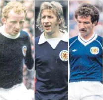  ??  ?? Jimmy Johnstone, Denis Law and Graeme Souness