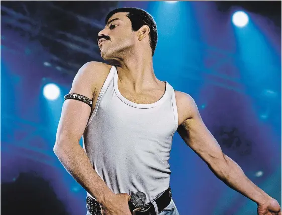  ??  ?? Rami Malek as Freddie Mercury in the film “Bohemian Rhapsody.”