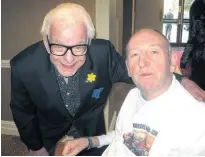  ?? ?? George with comedian Barry Cryer, who died in January this year, pictured at a Heritage Foundation Luncheon to raise money for the Bomber Command memorial.