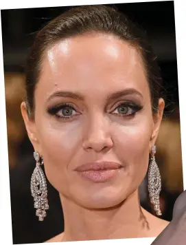  ??  ?? GLAmorouS Angelina Jolie, 42, paired her strapless ralph & russo velvet gown with these clip- on sparklers by London jeweller Graff. Studded with an astonishin­g 148 white diamonds, weighing 32.98 carats, they feature alternatin­g pear- shaped and round...