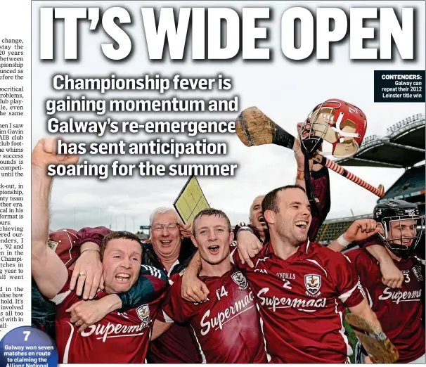  ??  ?? CONTENDERS: Galway can repeat their 2012 Leinster title win