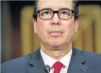  ?? /Bloomberg ?? War footing: US Treasury Secretary Steven Mnuchin says that all around the world where the US is using sanctions it needs to ensure it has a military with the necessary resources.