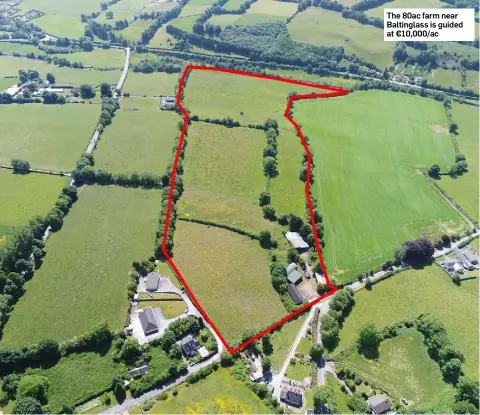  ??  ?? The 80ac farm near Baltinglas­s is guided at €10,000/ac