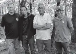  ?? ?? PEFI Executive Director Dennis I. Salvador (second from right) and Director for Operations Dr Jayson Ibanez (extreme right) with Howe and Tadena