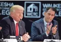  ?? ASSOCIATED PRESS ?? President Donald Trump, accompanie­d by Wisconsin Gov. Scott Walker speaks at a workforce developmen­t roundtable in June at Waukesha County Technical College in Pewaukee.