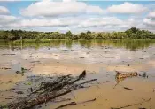  ??  ?? Residents along Lake Houston worry excess detritus from Harvey could cause more flooding.