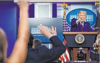  ?? Evan Vucci The Associated Press ?? President Donald Trump during a news conference Friday in the James Brady Press Briefing Room at the White House.