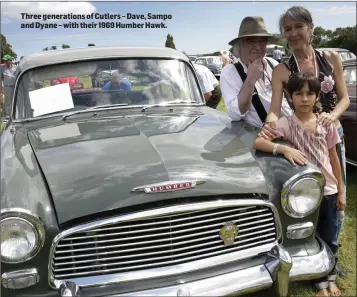  ??  ?? Three generation­s of Cutlers – Dave, Sampo and Dyane – with their 1969 Humber Hawk.